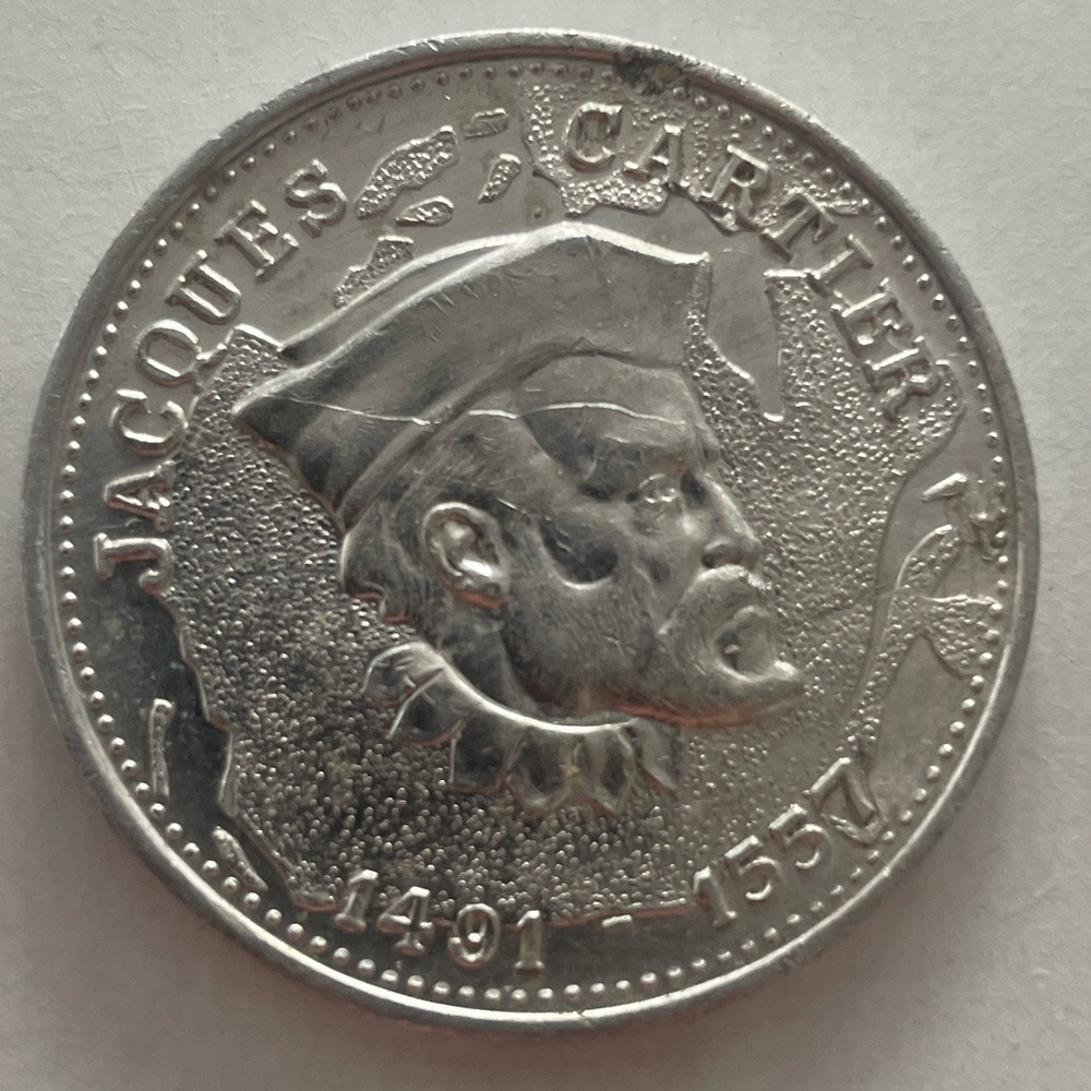 Vintage Jacques Cartier 1491-1557 Silver Tone Aluminum Historical Souvenir Token